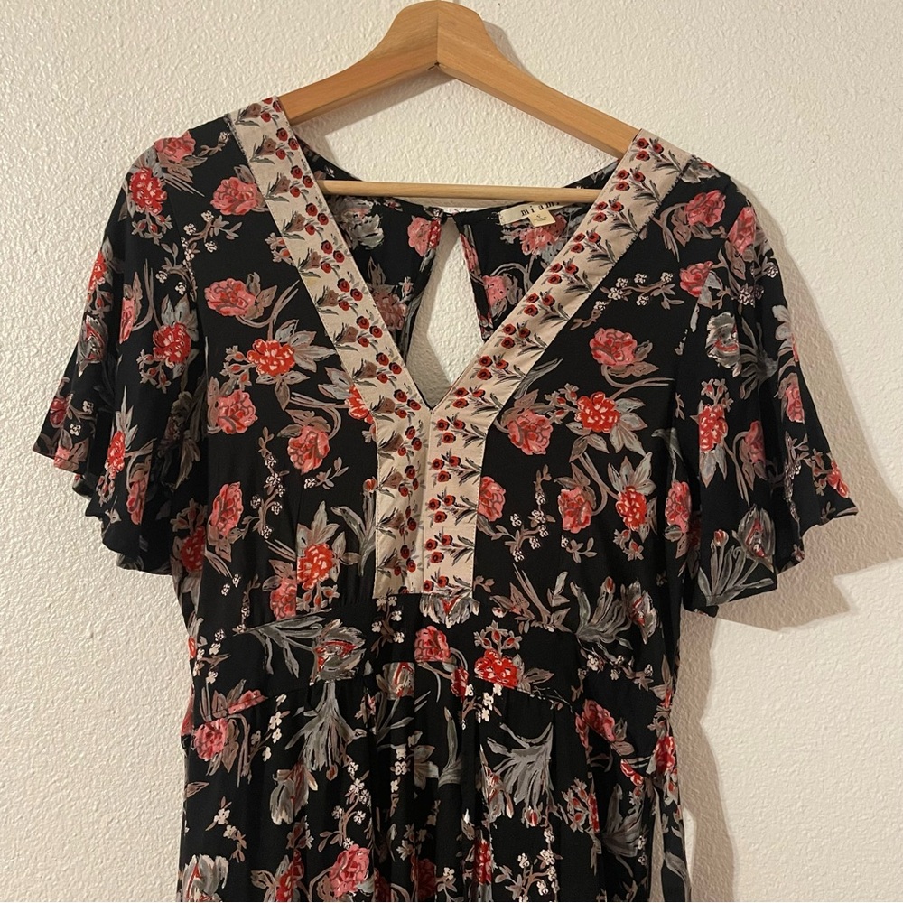 Miami Black and Red Floral Maxi Dress/romper size Small NWT - Picture 5 of 11